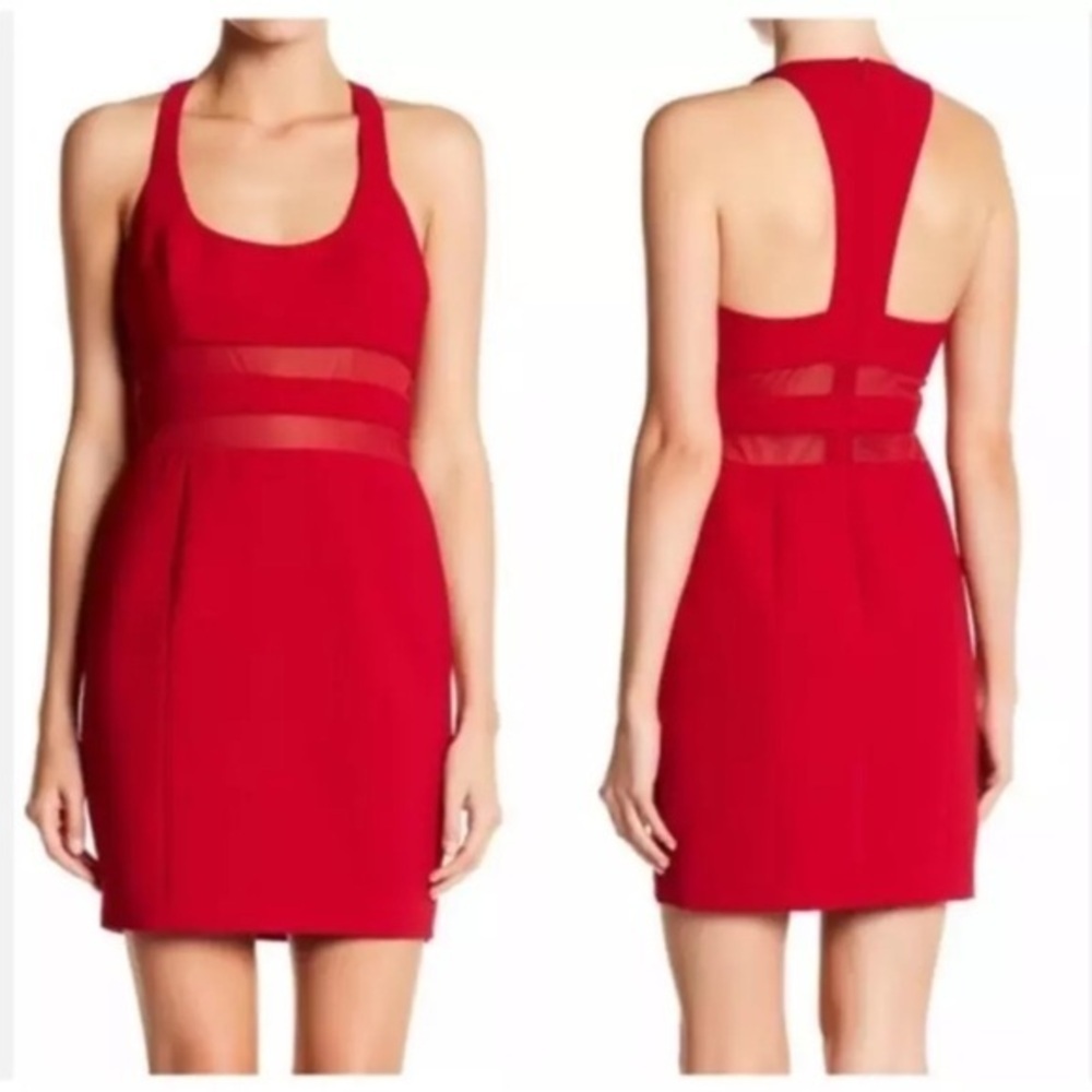 Jay Godfrey Sz 2 Red Bodycon Racer Back Mini Dress